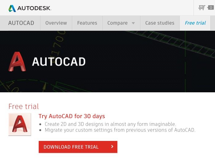 free 30-day trial of autocad